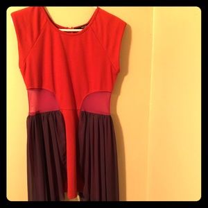 Orange, Fuchsia, and Purple Sleeveless Dress